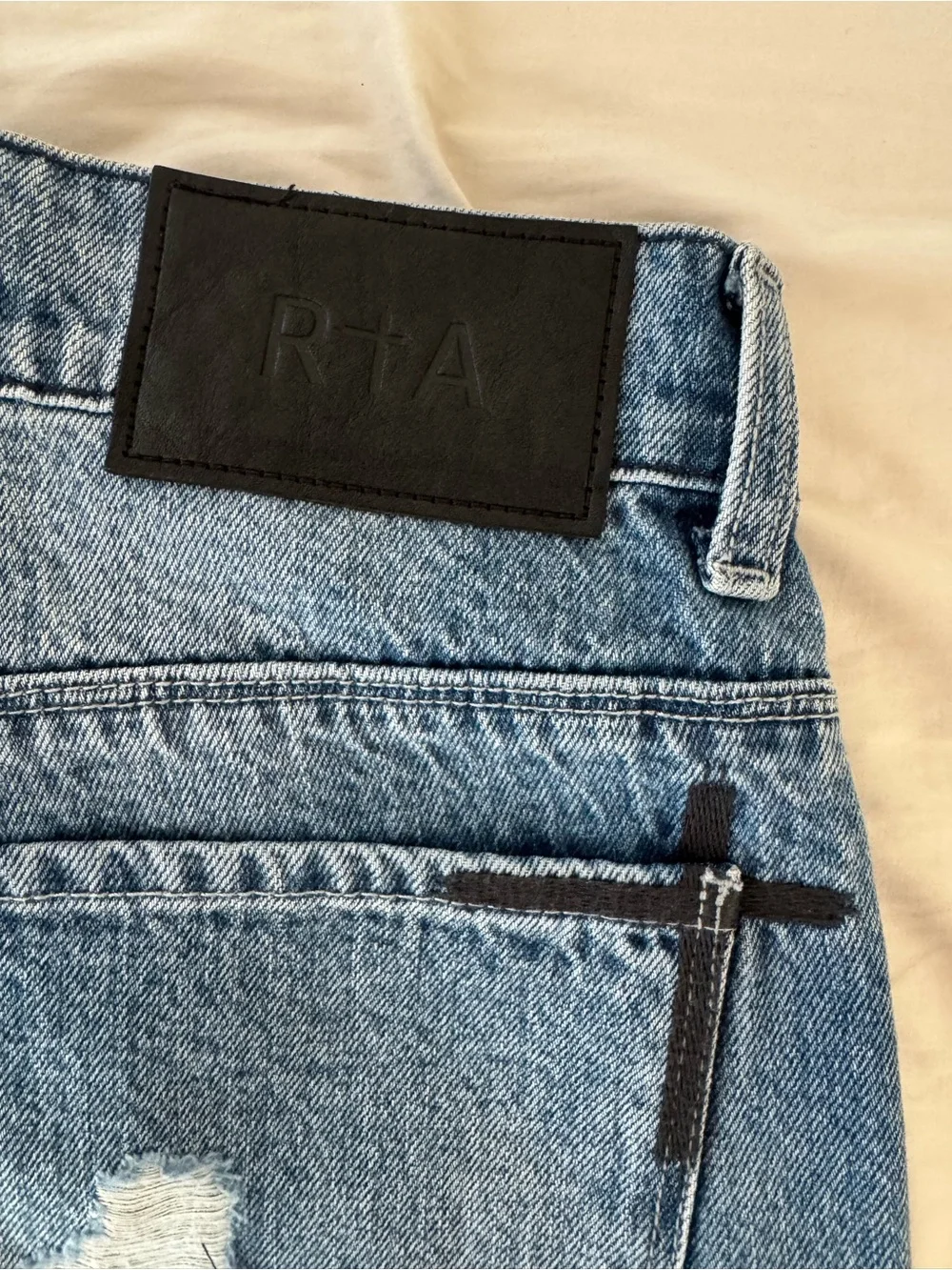 RtA Jonas Distressed Straight-Leg Jeans in Medium Blue
